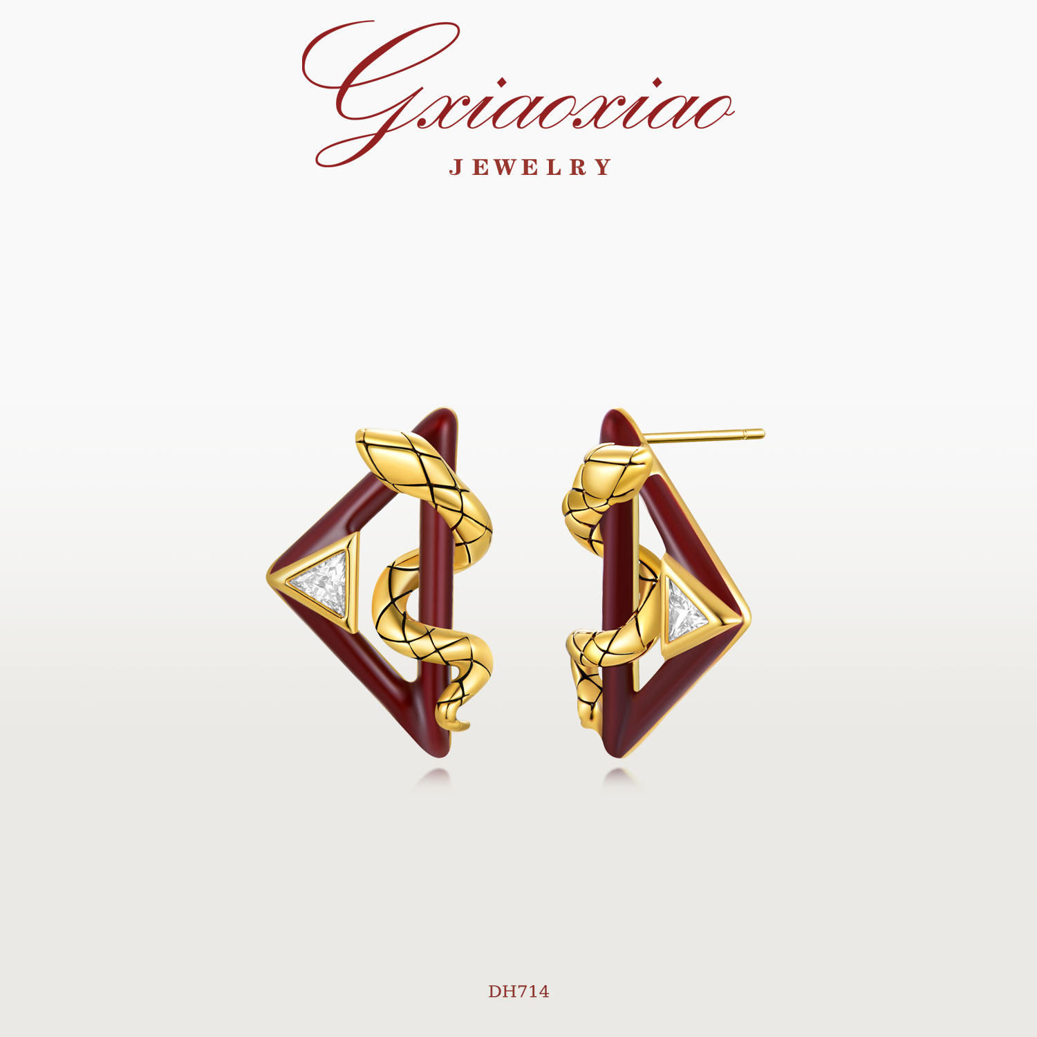 G XIAOXIAO 高级设计师款气质三角灵蛇耳环 DH714