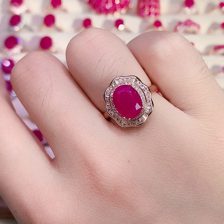 红宝石银S925镶嵌戒指