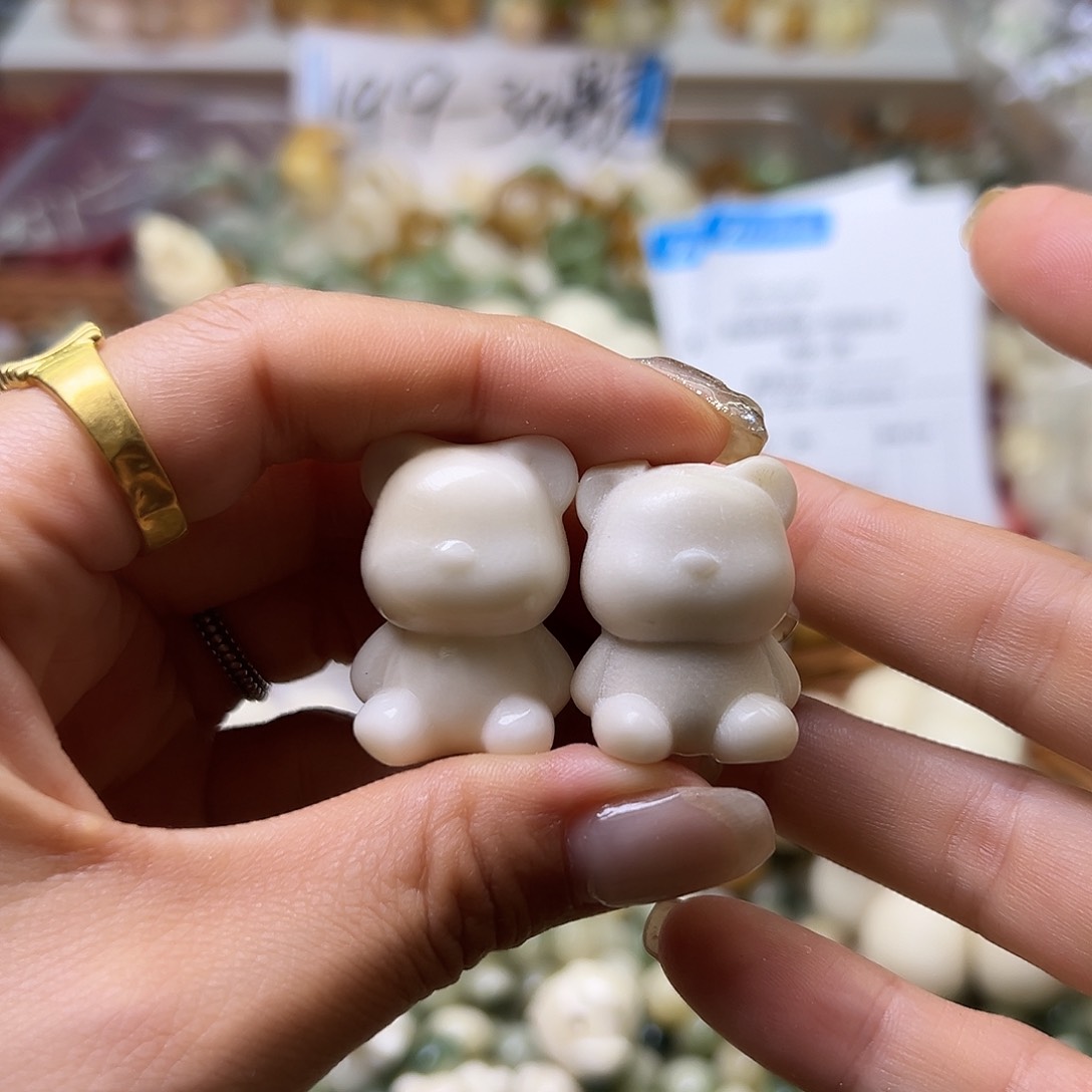 菩提根/象牙果手串瑕疵白大暴力熊3颗卡28加有裂