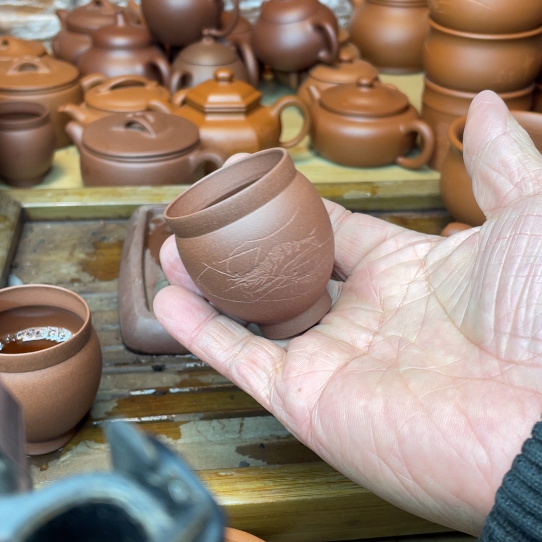 茶壶紫砂原矿底槽青精工超薄手刻