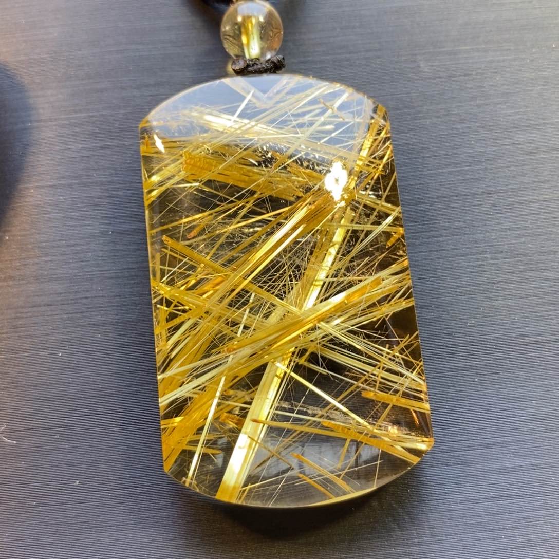 水晶颈饰未镶嵌天然水晶钛晶无事牌