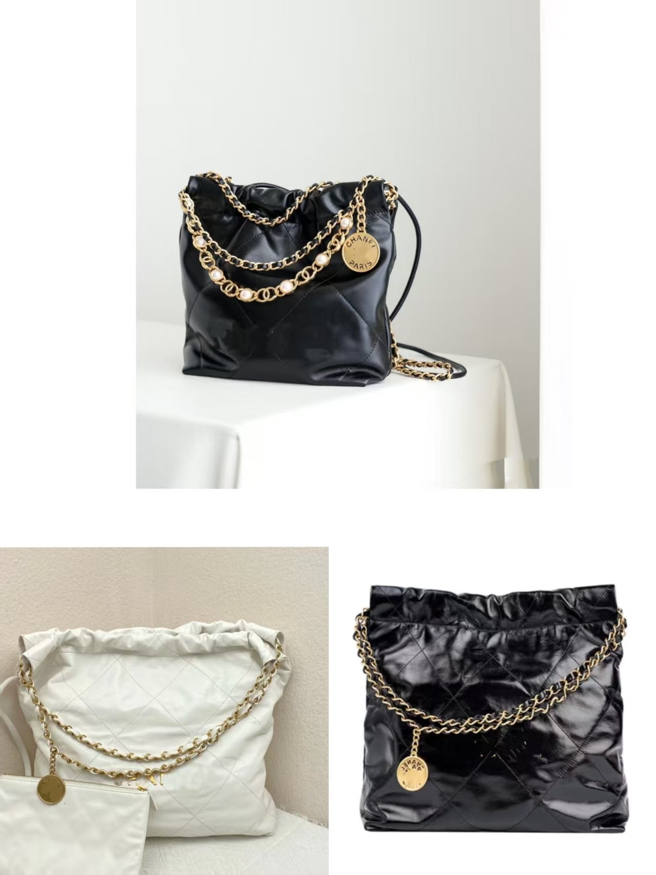 <A665>臭奶奶25新款百搭22bag垃圾袋流浪金币链条油蜡皮女包