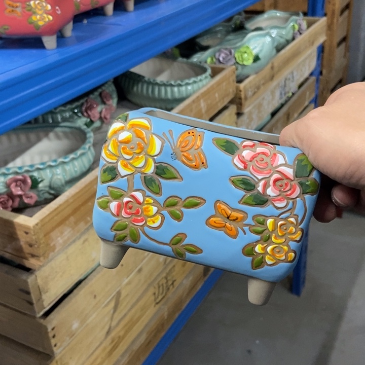 陶瓷花盆单场满9.9发12*7.5*10.5微瑕