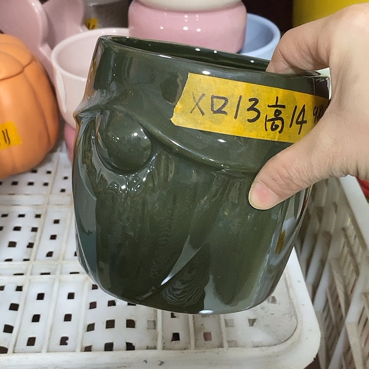 陶盆有孔 瑕疵针孔漏釉介意勿拍 口高