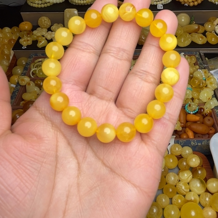 蜜蜡未镶嵌珠宝奇石天然蜜蜡鸡油黄手串