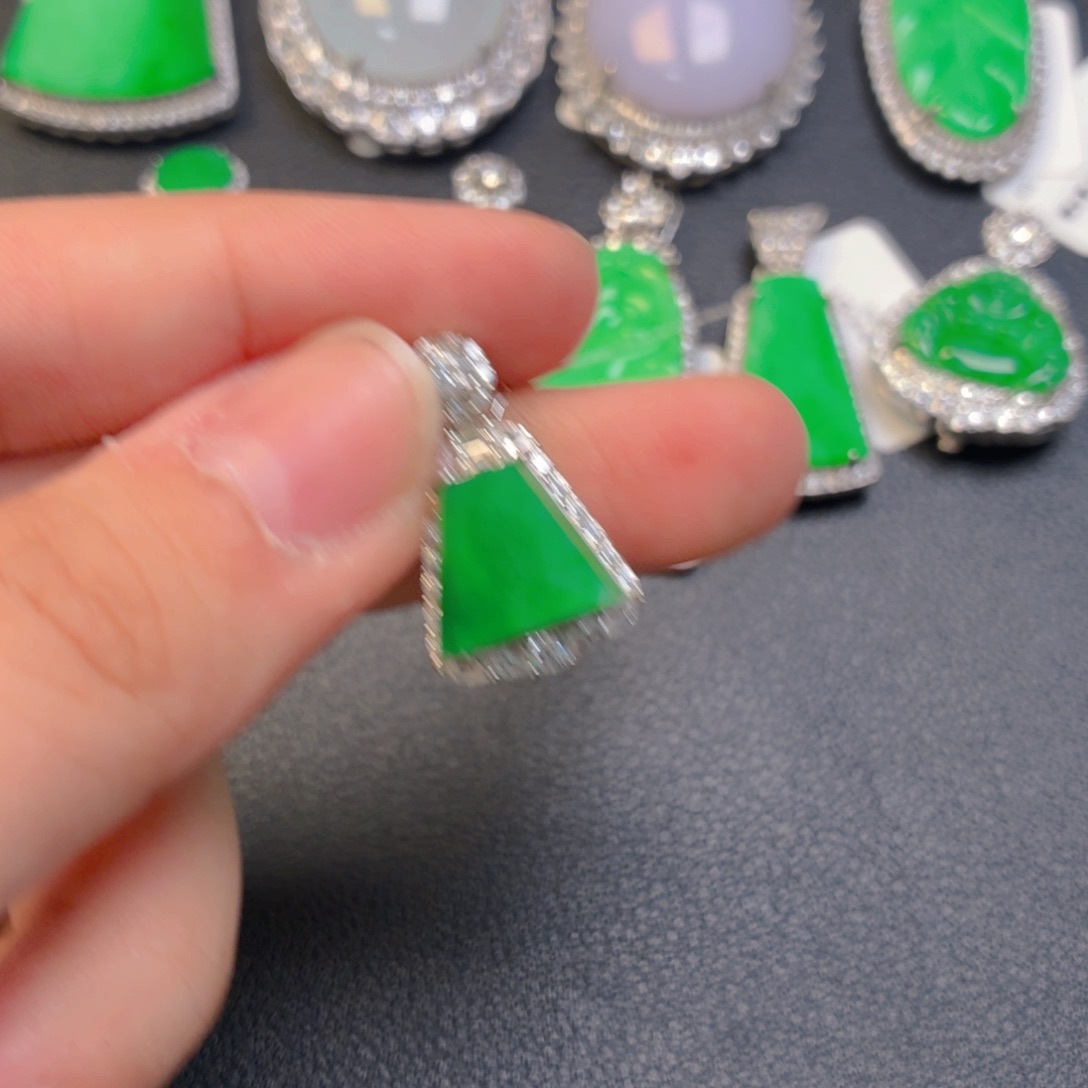 翡翠银S925镶嵌吊坠(不含链)