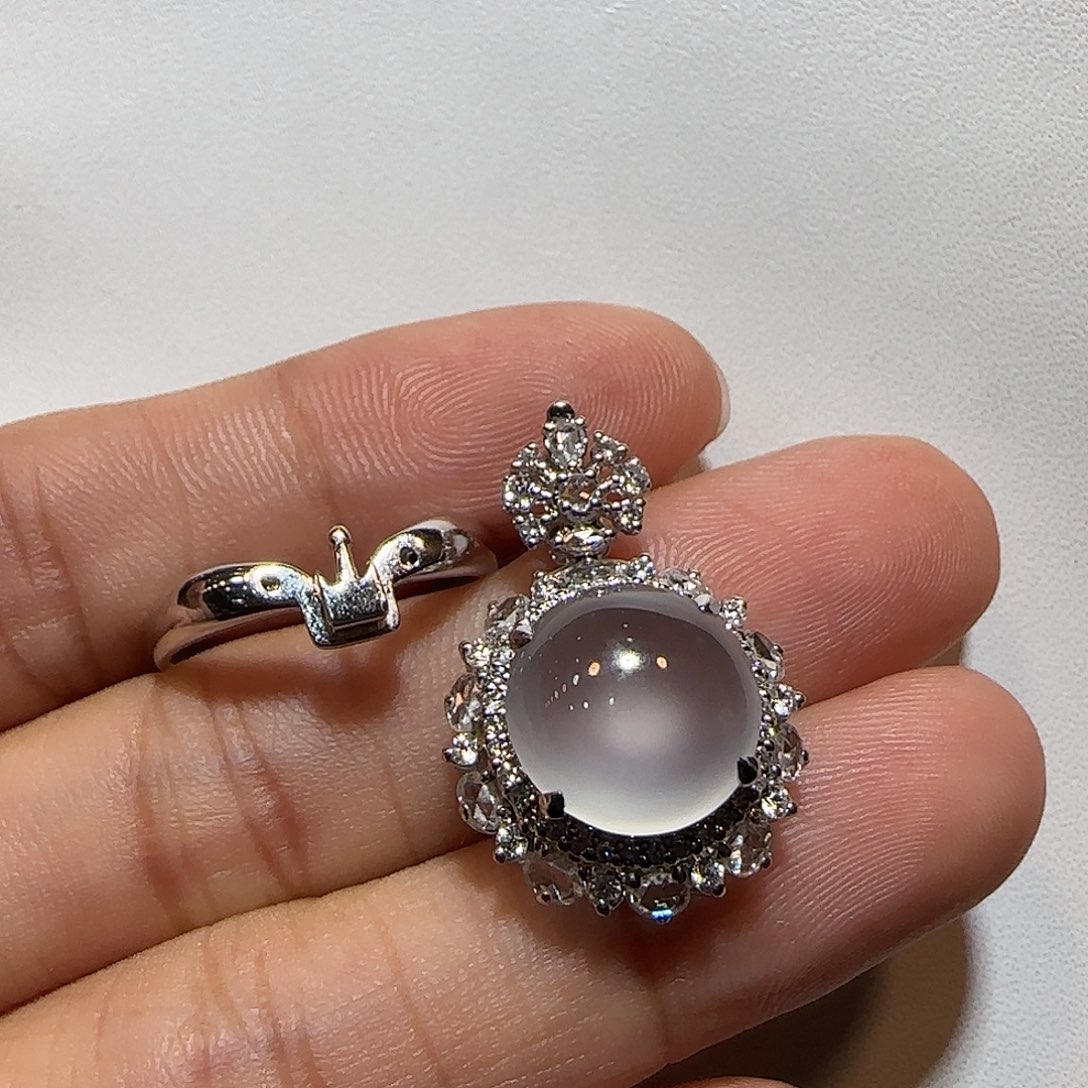 翡翠18K金镶嵌戒指戒指两用