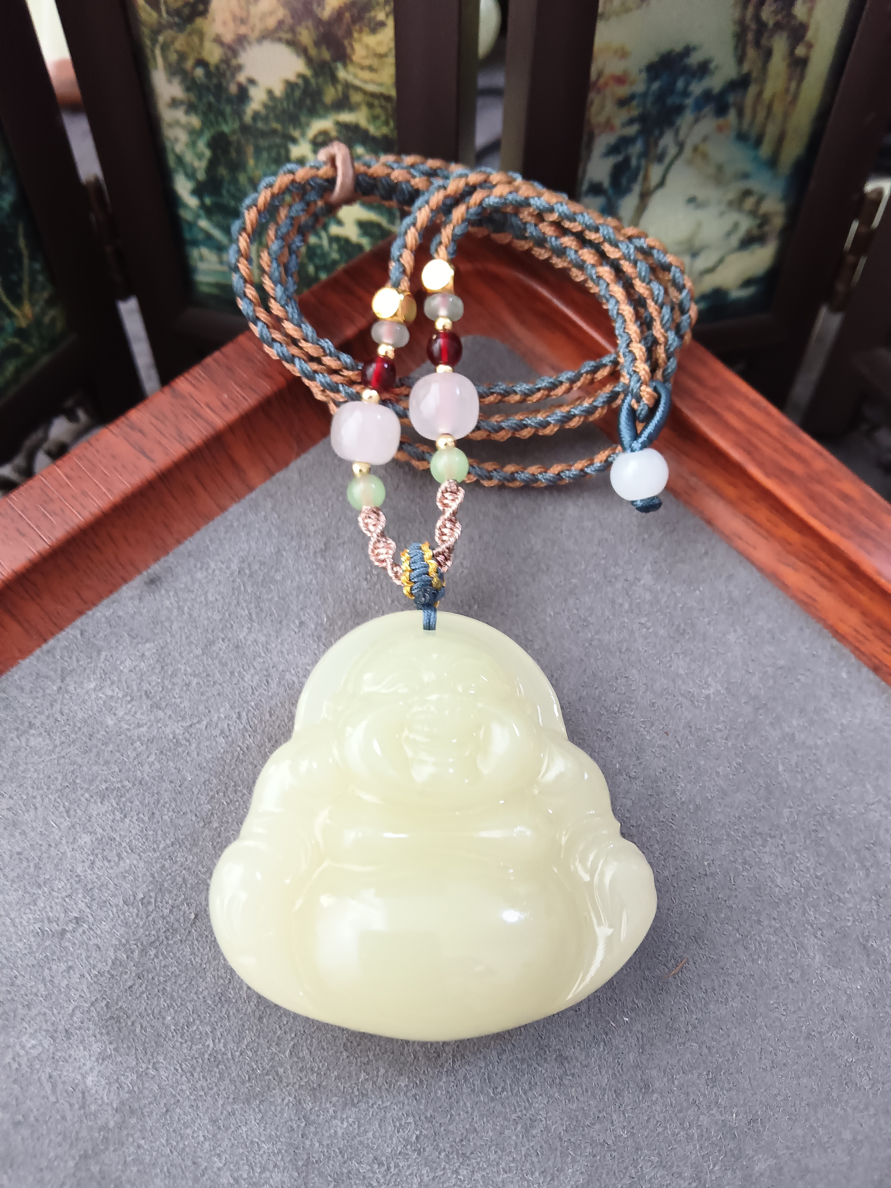 纯玉石佛公吊坠两面雕刻精美时尚女款吊坠（佛）