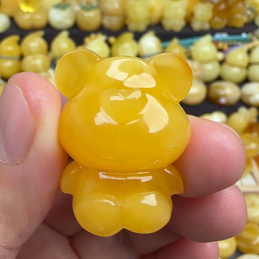 蜜蜡吊坠(不含链)未镶嵌焦皮料蜜蜡小熊吊坠