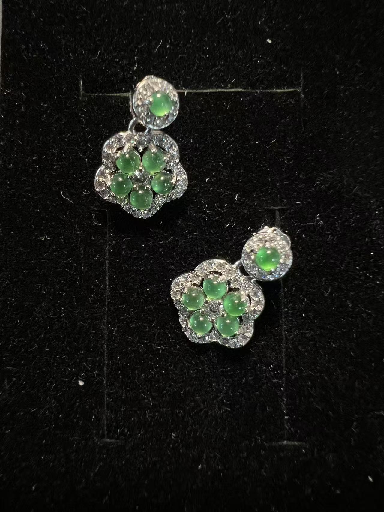 C2272翡翠镶嵌925耳饰百搭休闲