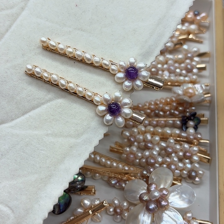 淡水珍珠发饰银S925镶嵌