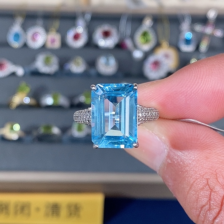 托帕石戒指银S925镶嵌