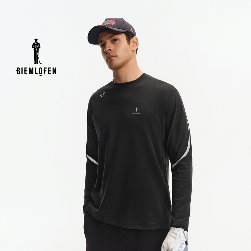 【进口功能面料】2025秋季新款男士运动休闲弹力透气亲肤长袖T恤