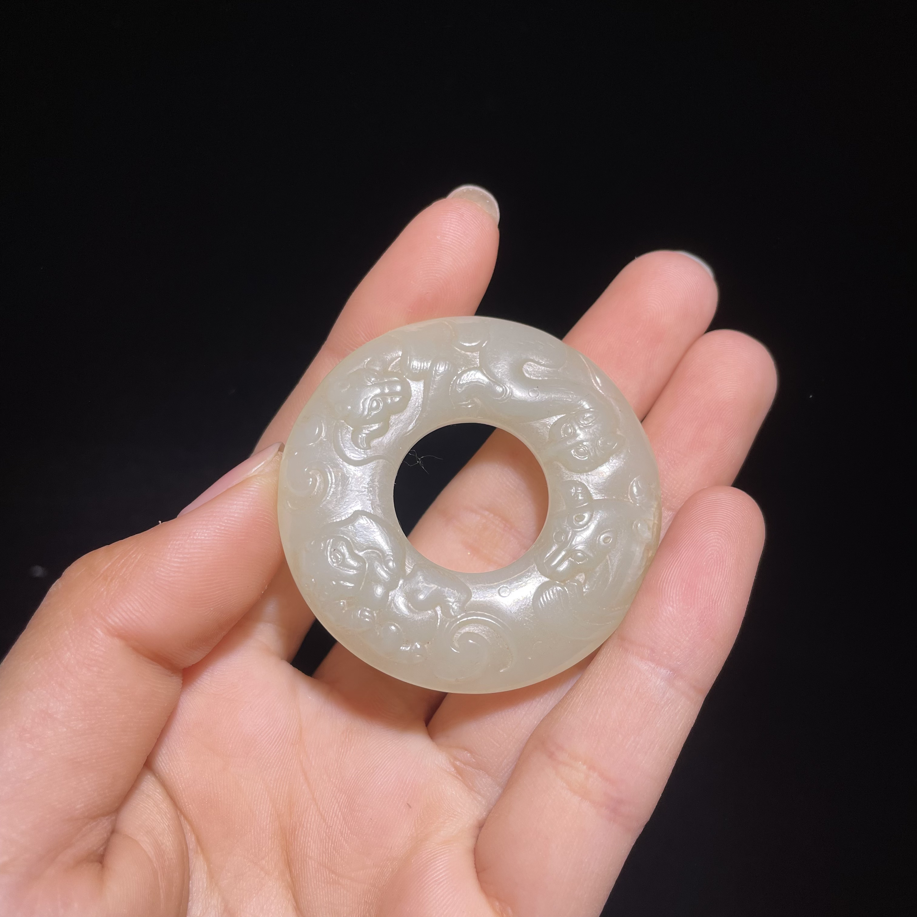 玲珑古玉收藏和田白玉螭龙璧