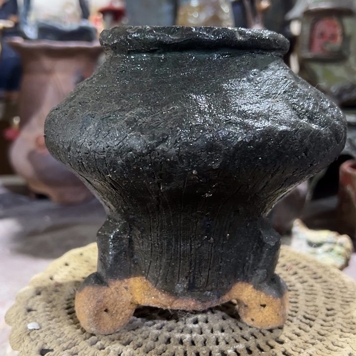 口8.5高15福利手工粗陶高温花盆