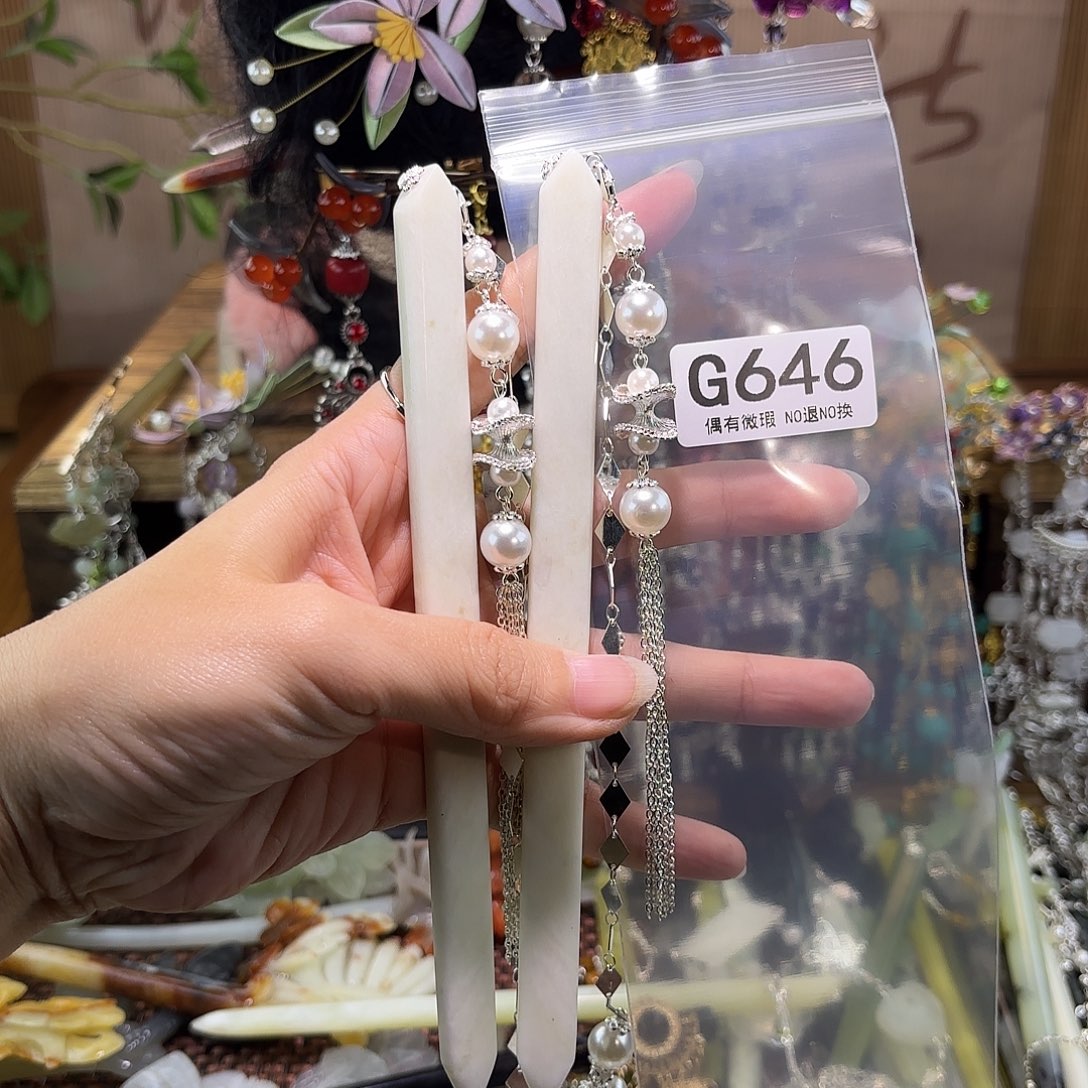 小***)蛇纹石玉合金发饰