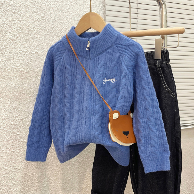 Snoopy/史努比男女童秋冬洋气宝宝儿童毛衣针织开衫外套时尚韩版