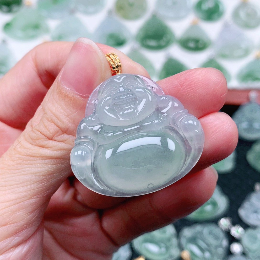 吊坠(不含链)18K金镶嵌翡翠微**儿