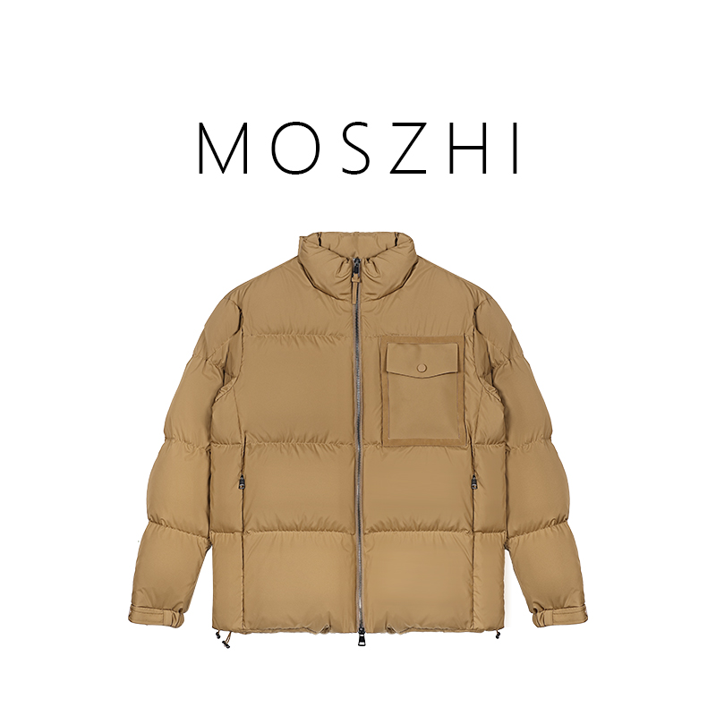 杰N亚限定男款白鸭绒服立领厚款冬款外穿男款无帽休闲加厚