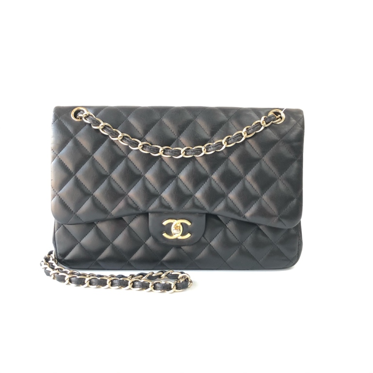 95新 Chanel/香奈儿 安洁利知之 CHANEL黑金Jumbo单肩包 412102