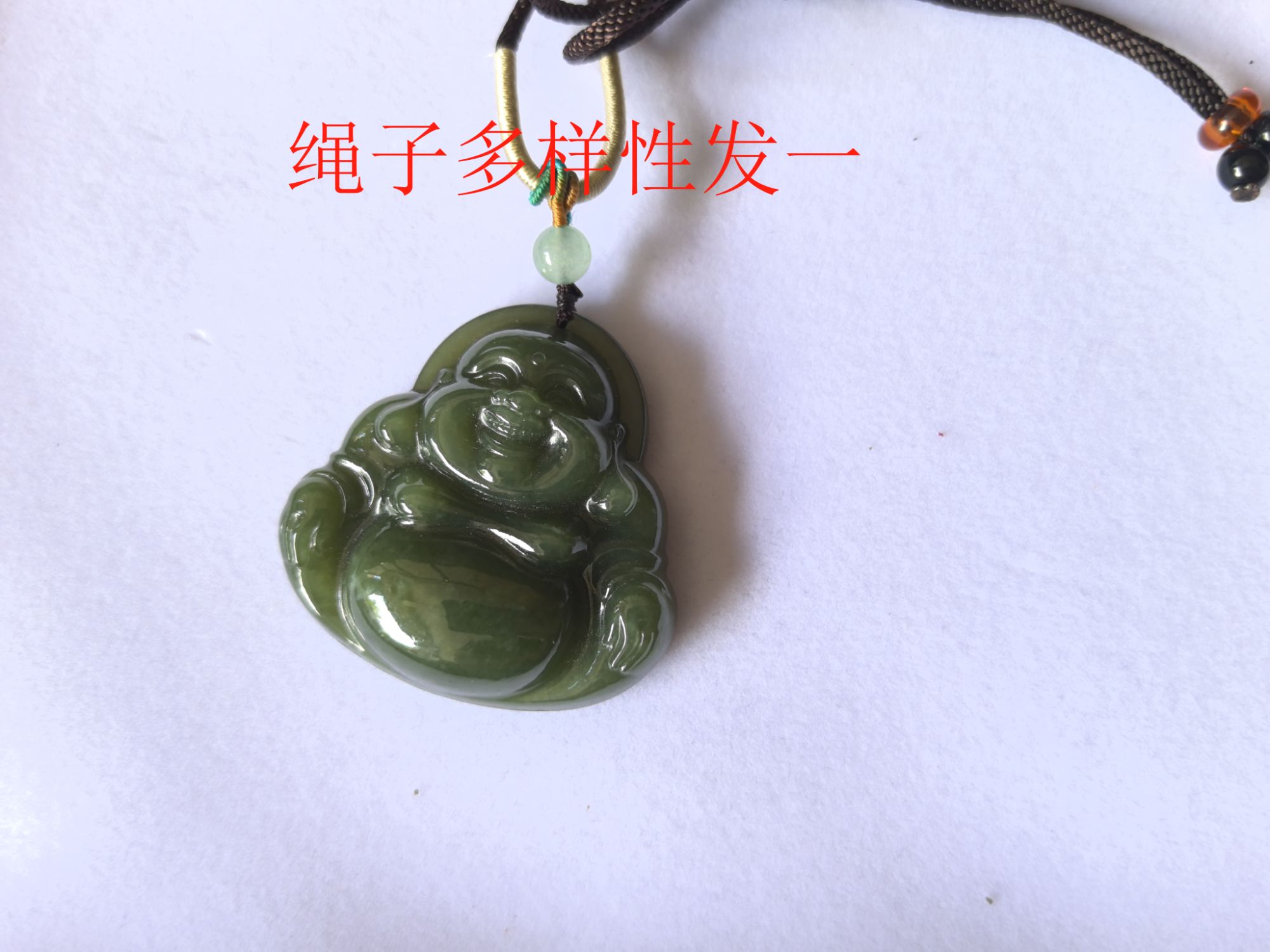 和田玉吊坠度母佛公绳子多样性发一