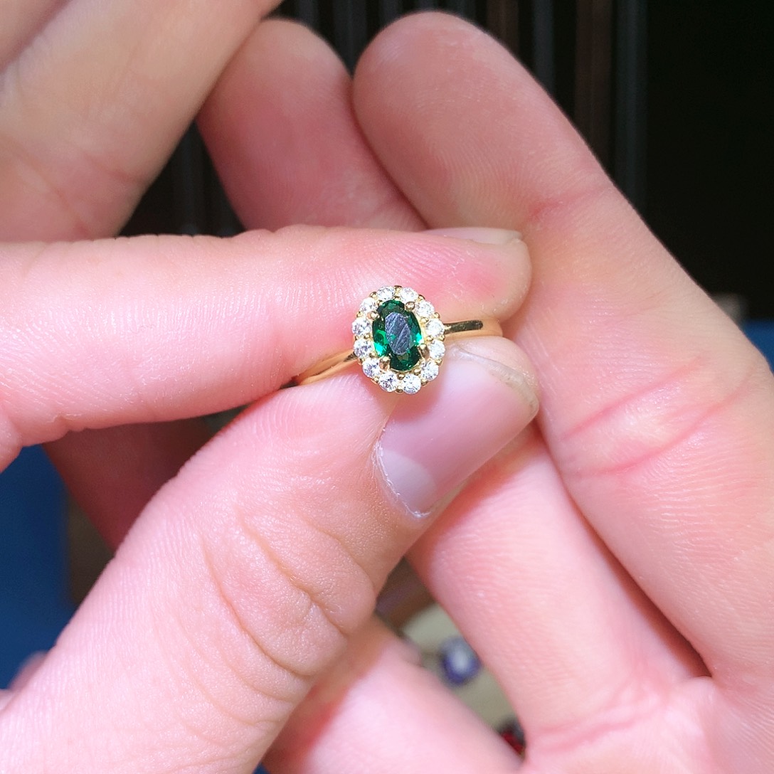 透辉石戒指银S925镶嵌