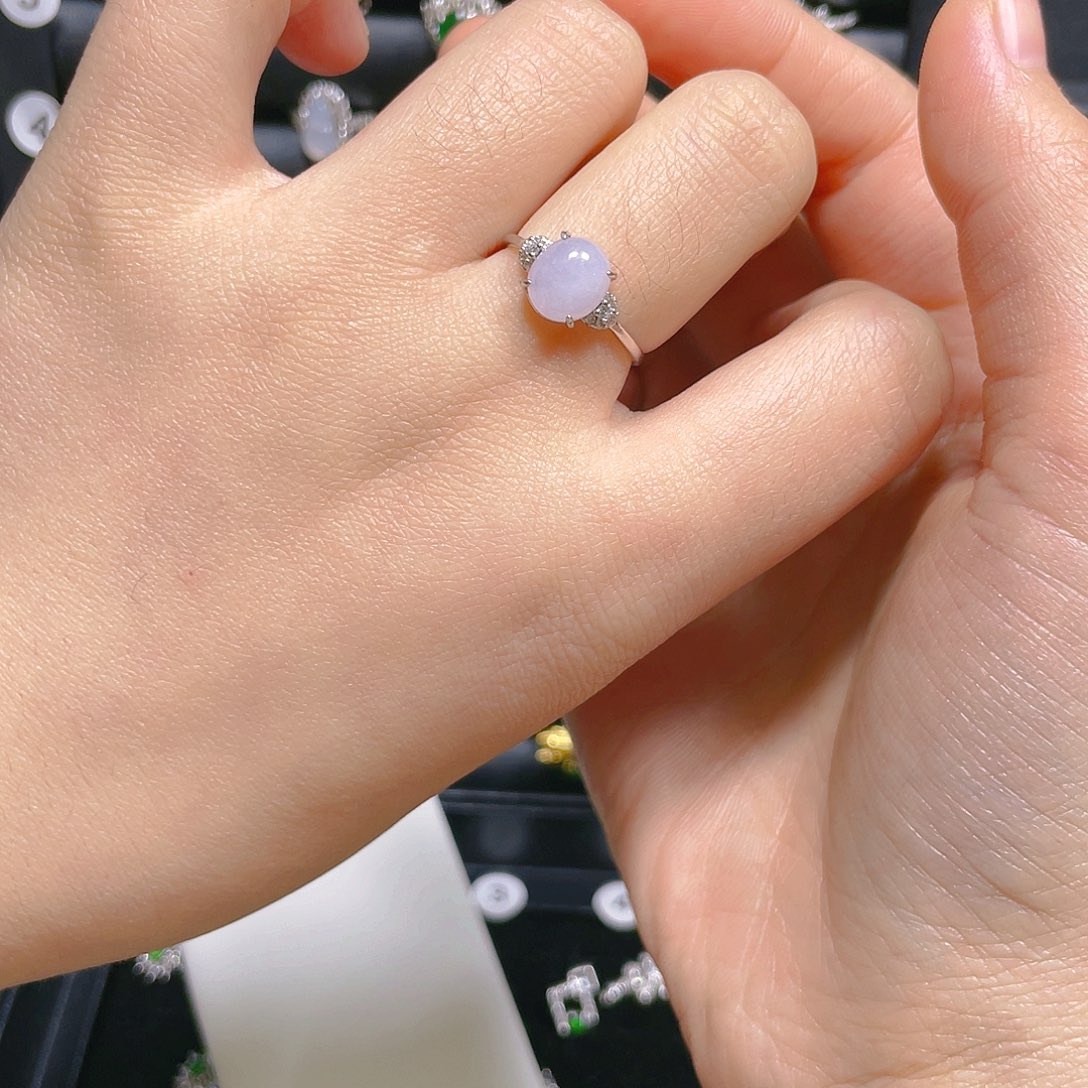 翡翠戒指银S925镶嵌戒指