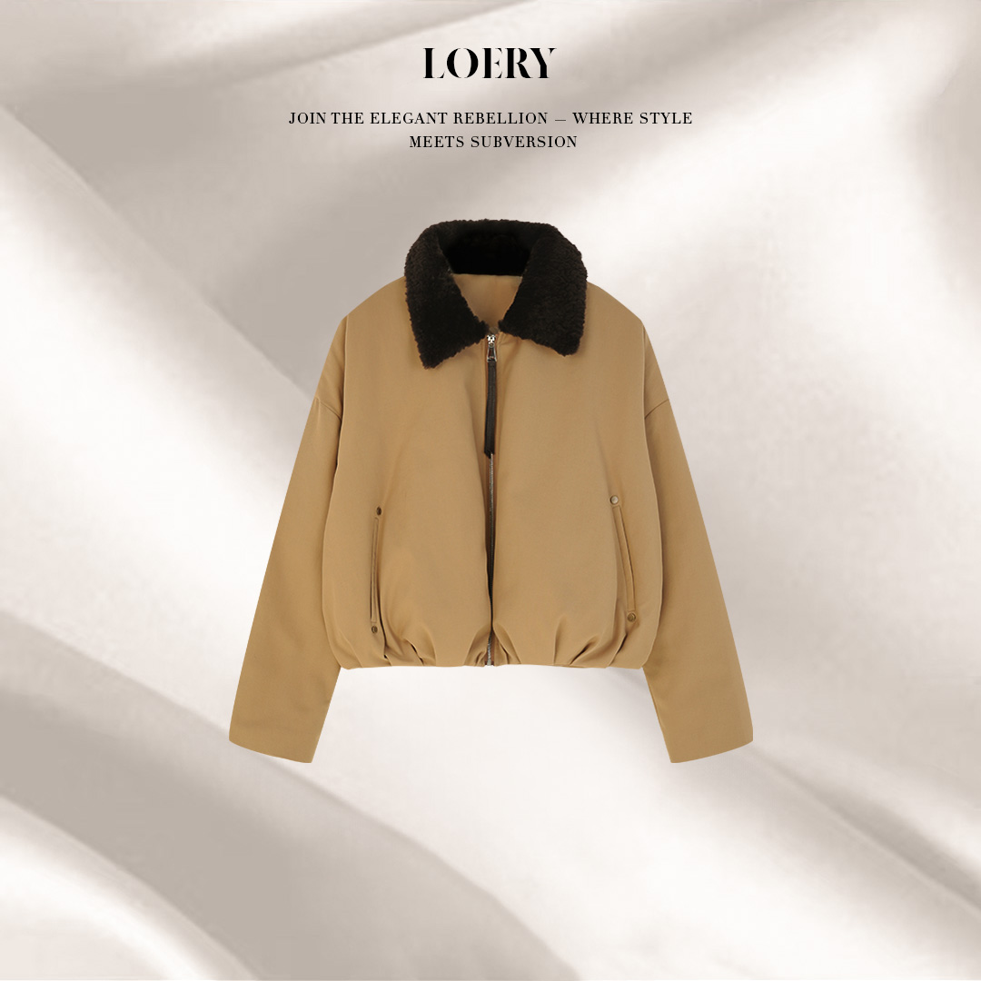 LOERY【长期主义编号261】时髦入冬!巴恩风绵羊毛毛领羽绒服-12550