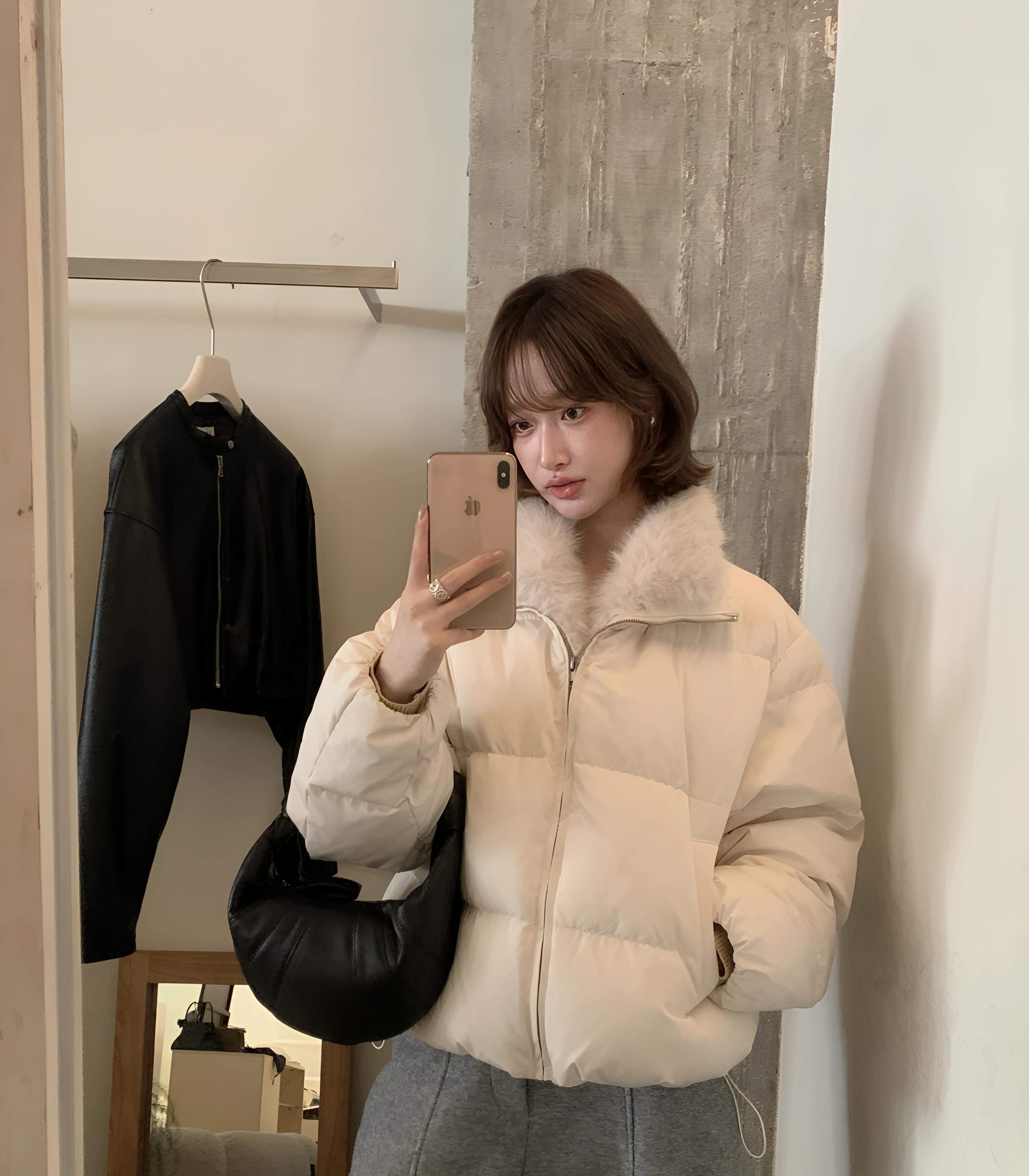 奶呼呼毛毛领羽绒服(配可拆卸环保毛毛领)(白鸭绒)H31138