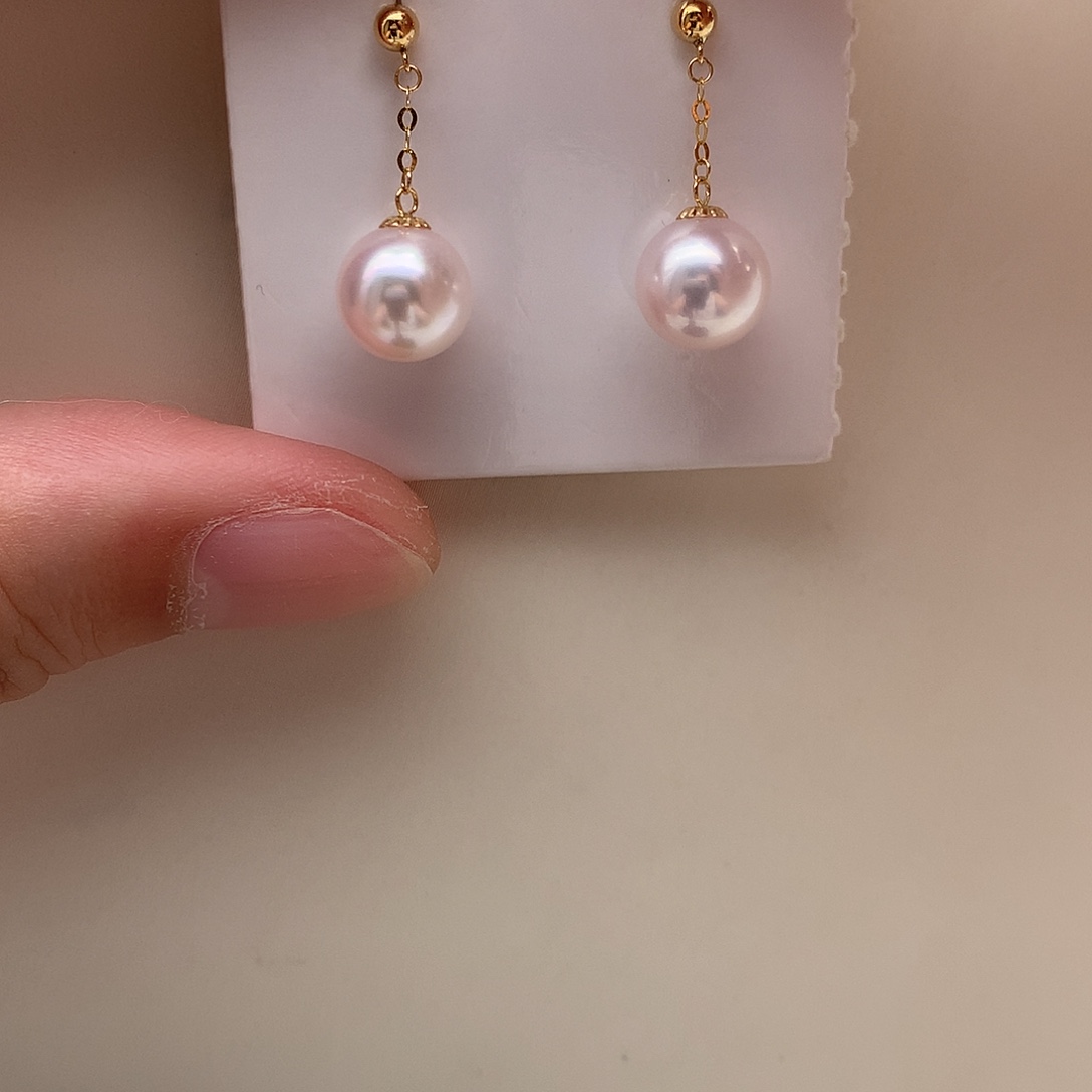 18K金镶嵌海水珍珠大风吹8-8.5mm ak