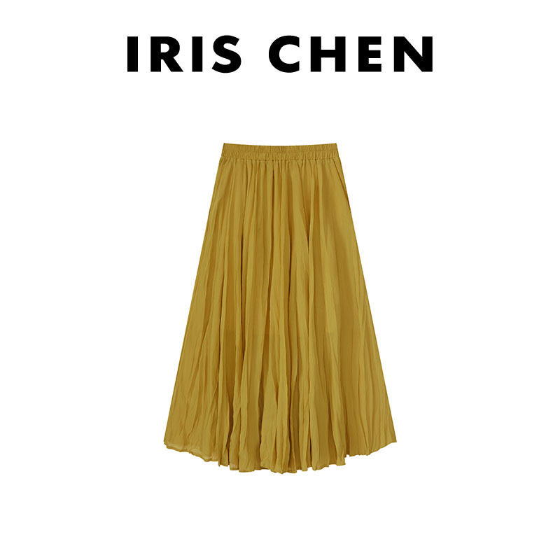 现货IRIS CHEN 浪花裙 2025春夏显瘦高腰休闲百搭半身裙25QZ233
