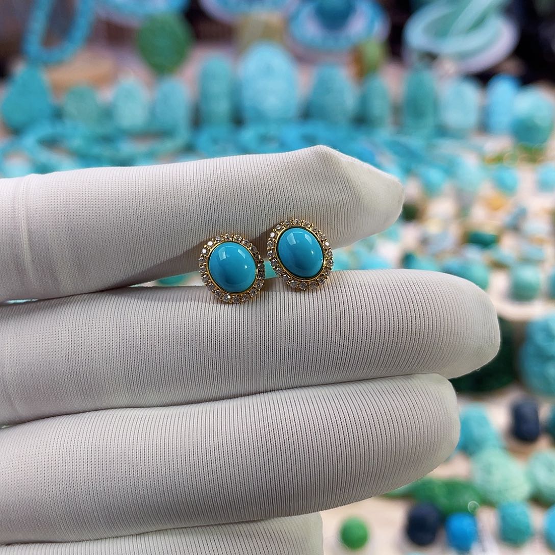 绿松石珠宝奇石18K金镶嵌