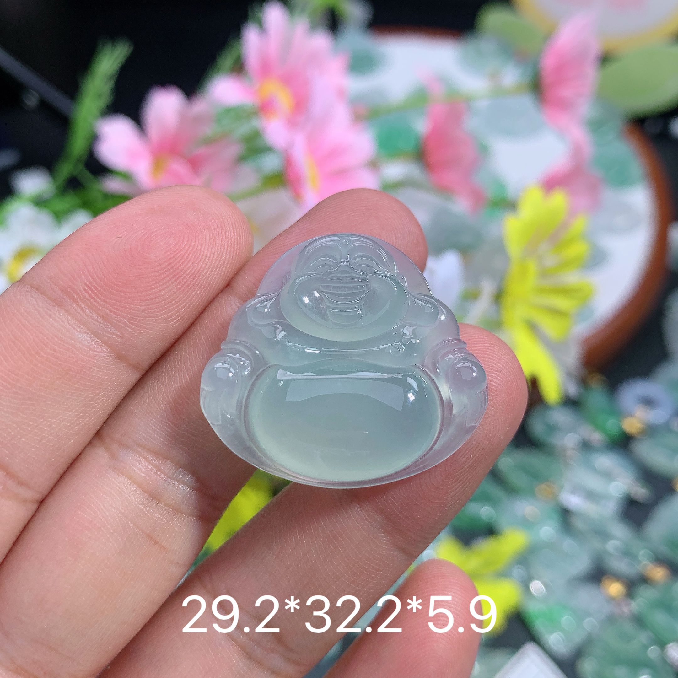 缅甸天然翡翠A货冰种晴底佛公吊坠o百搭时尚精美雕刻女士精致精雕