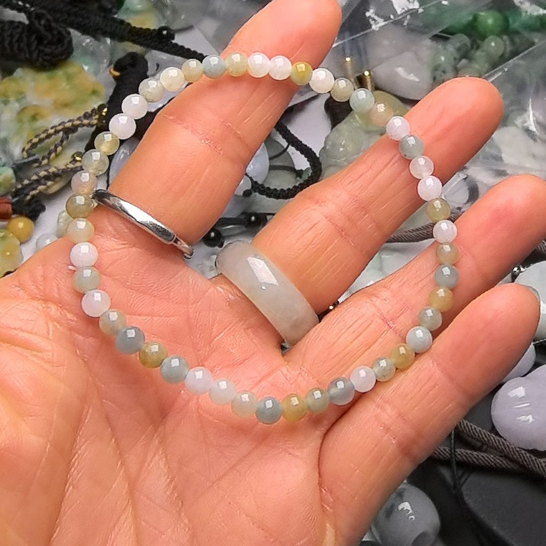 天然A货翡翠缅料手串卡3加多样一条随机发