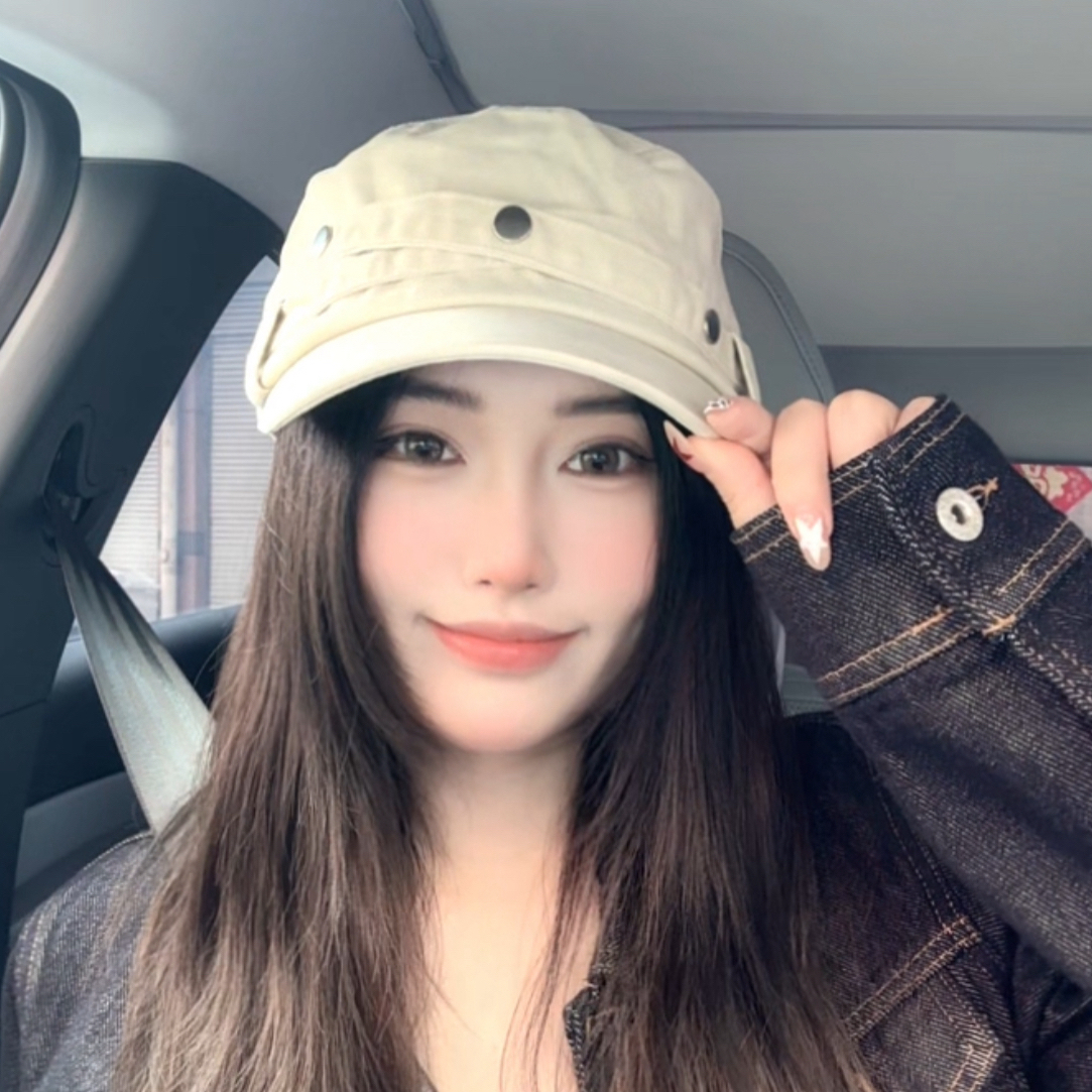 2025新款帽子骑士帽马术帽秋冬女做旧色日系