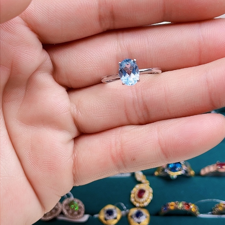 托帕石戒指银S925镶嵌