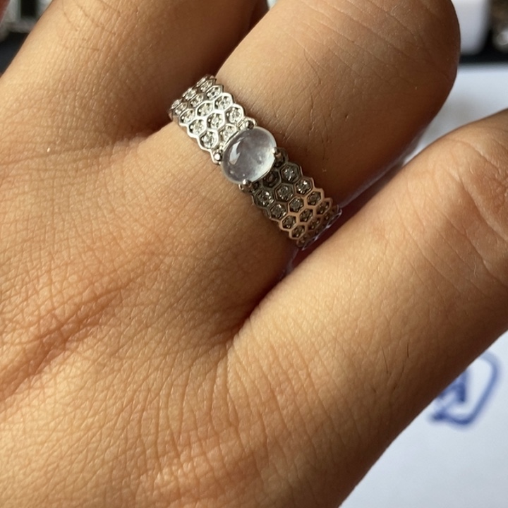 翡翠戒指银S925镶嵌戒指