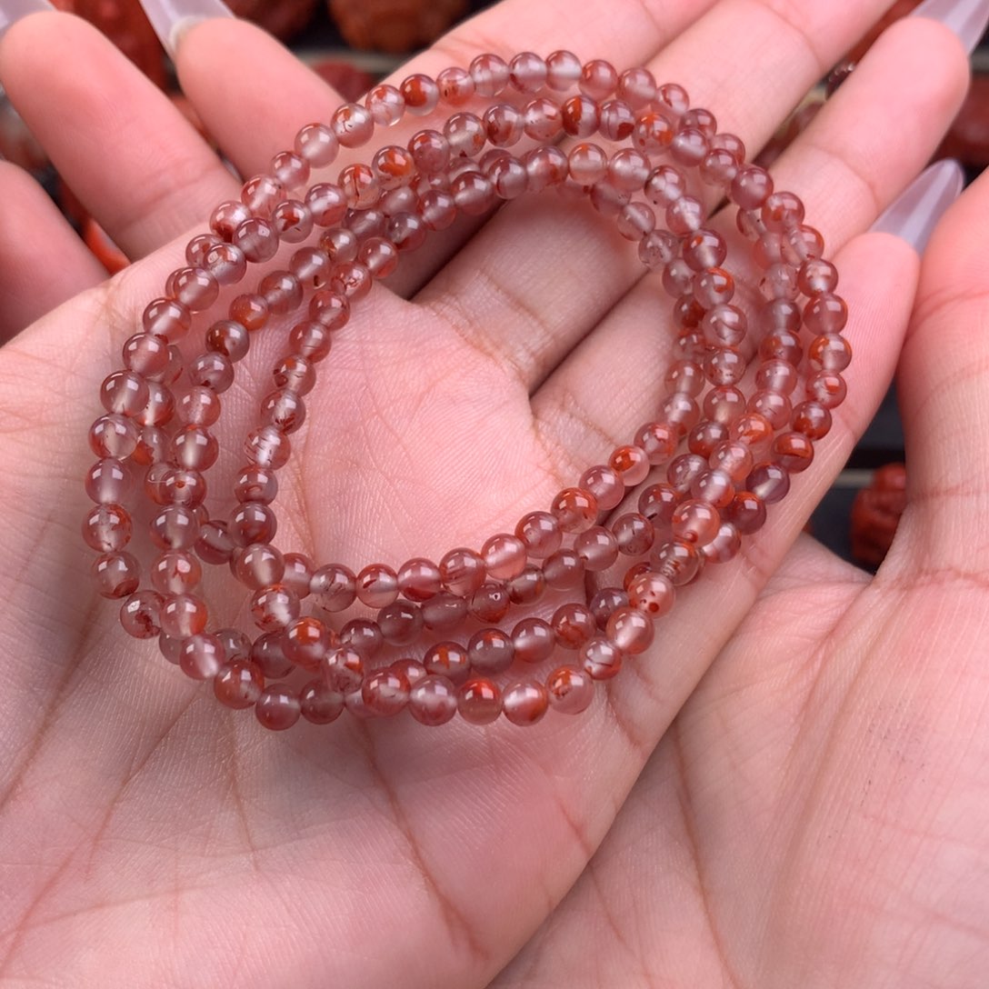 南红玛瑙冰飘佛珠4+未镶嵌