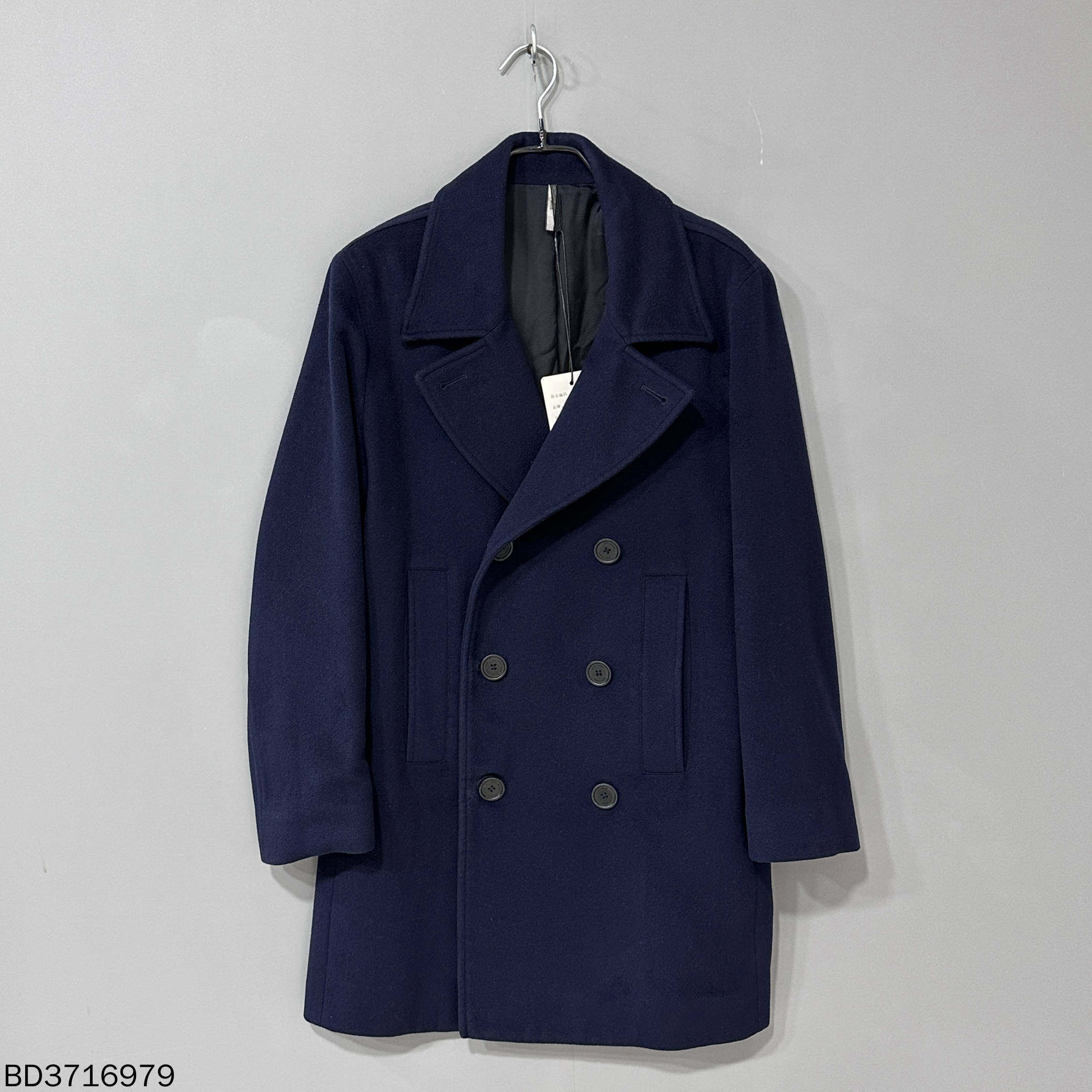 99新 DIOR/迪奥 藏蓝色双排扣羊绒大衣/46码/16979