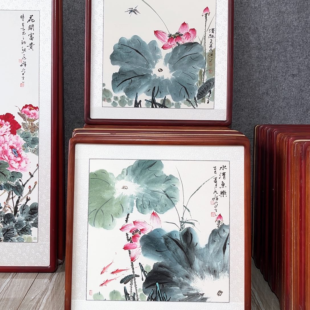 国画书画作品带框63×63