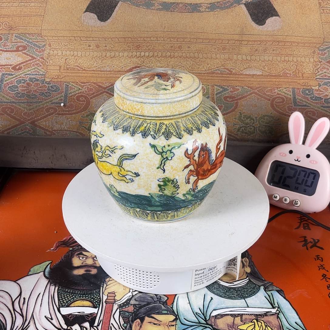 摆件中*斗彩天字罐摆件11