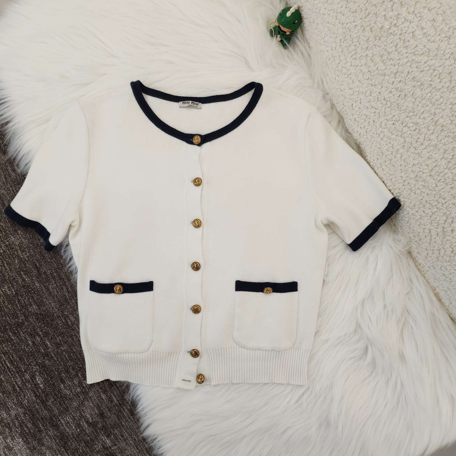 99新 MIU MIU/缪缪 Y3287 99新 MIU MIU/缪缪 白色针织短袖 40码