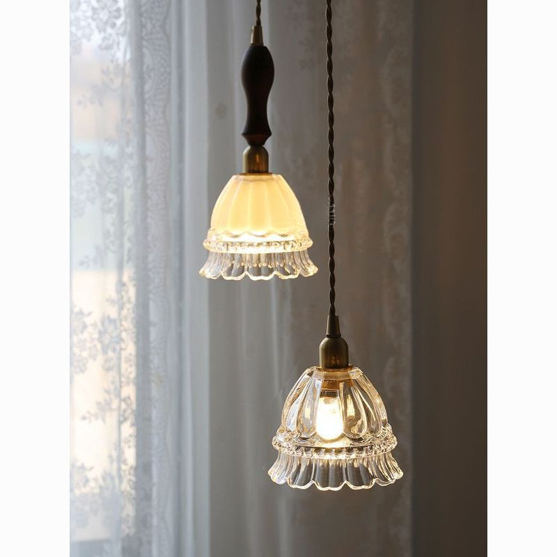 复古玻璃小水母小吊灯简约现代法式吧台过道橱窗卧室床头灯具包邮