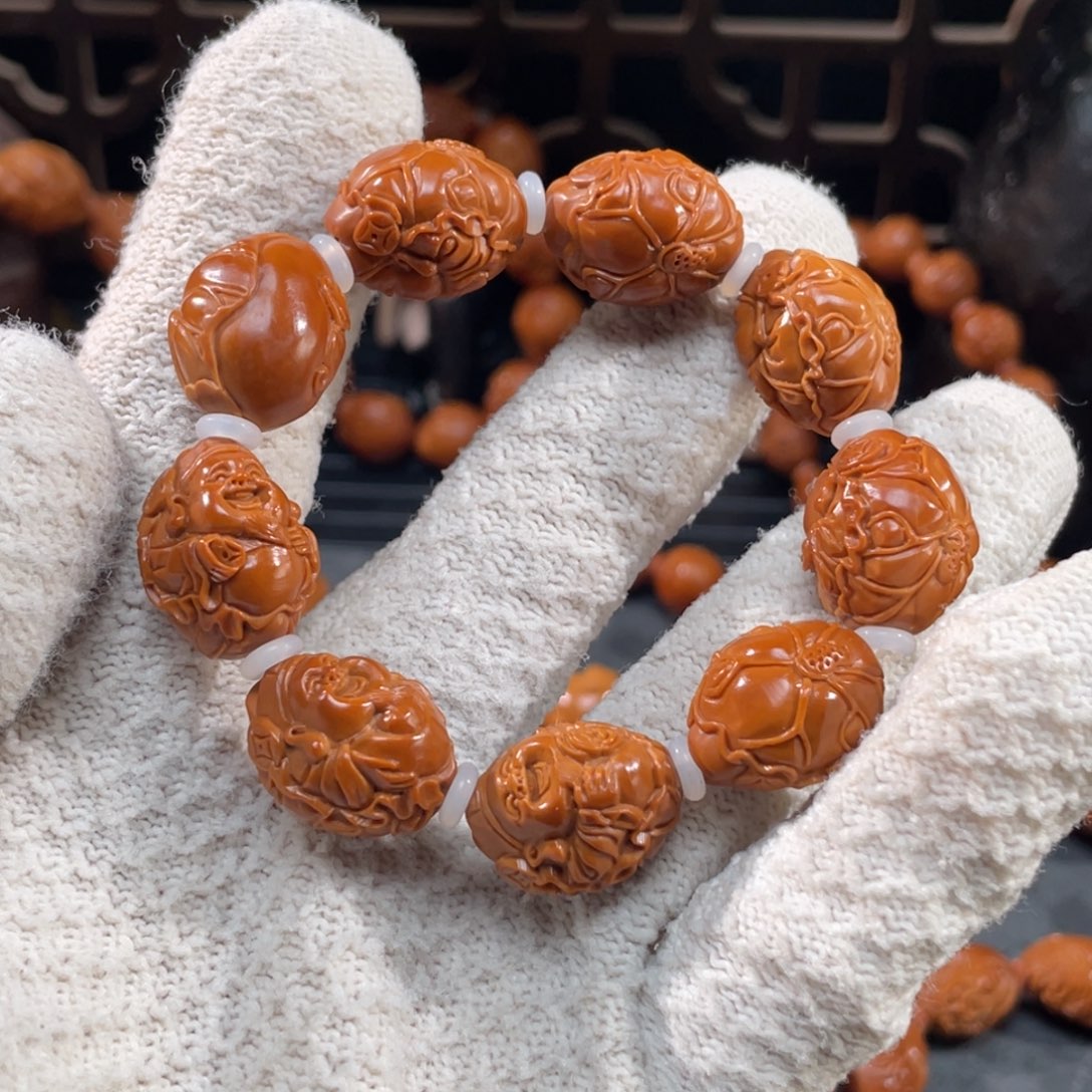 福***饰手串/手链橄榄核荷叶财神1.7