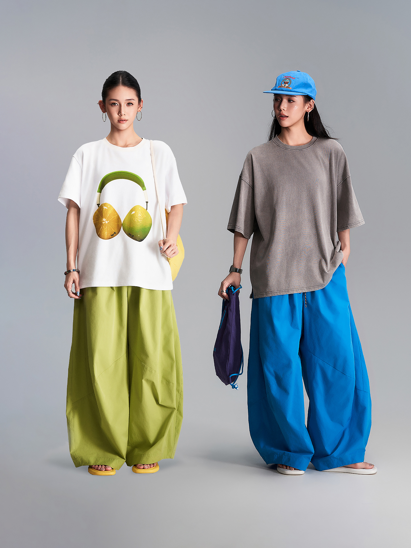 杨九七 夏季美式复古宽松慵懒灯笼裤潮百搭运动设计感休闲裤 7701