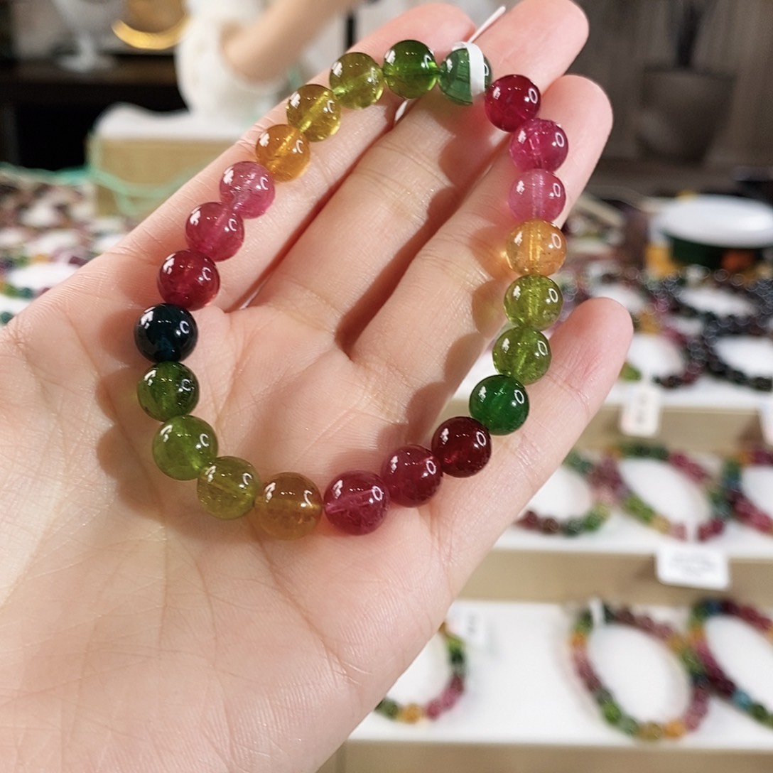 碧玺手串未镶嵌G2402单圈颜色微差