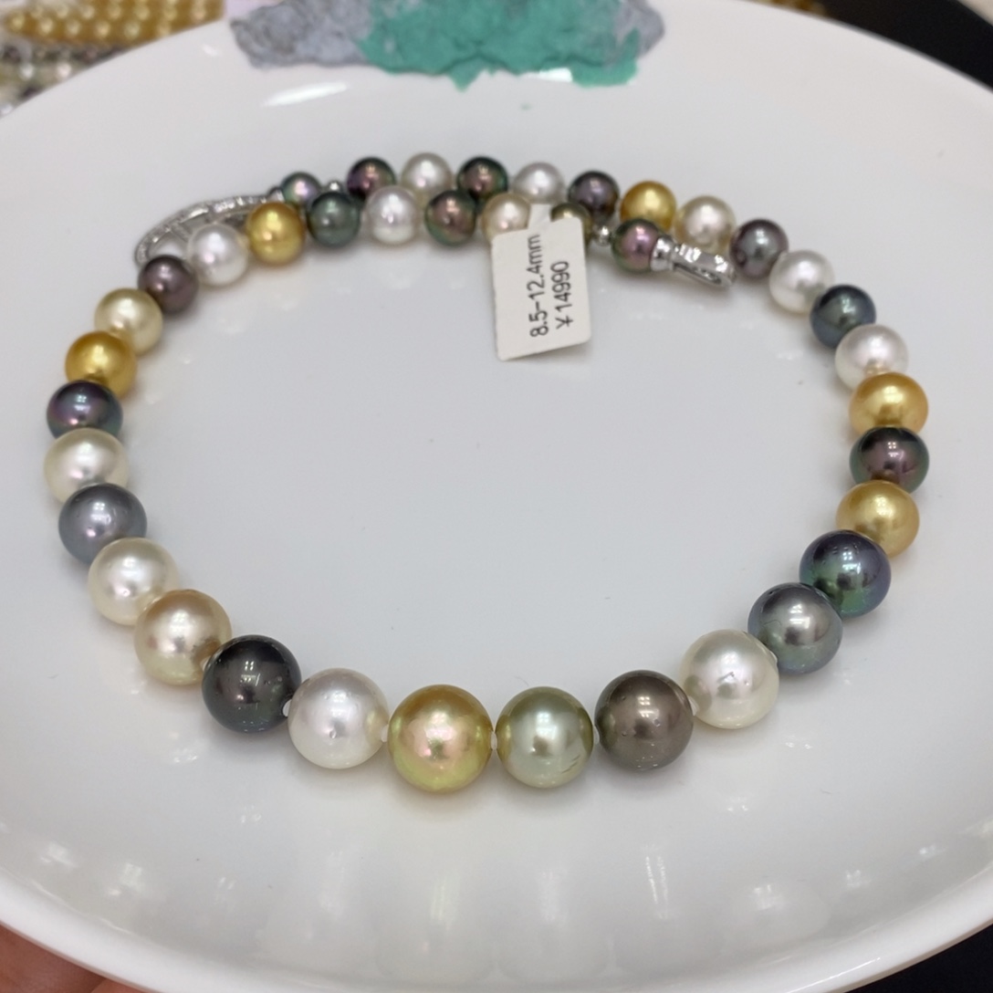 海水珍珠颈饰未镶嵌小*混彩项链8.5-12.4 潘