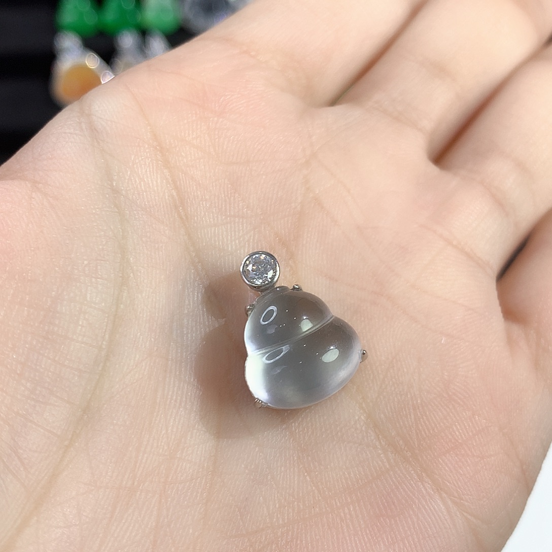 5***0石英质玉银S925镶嵌颈饰