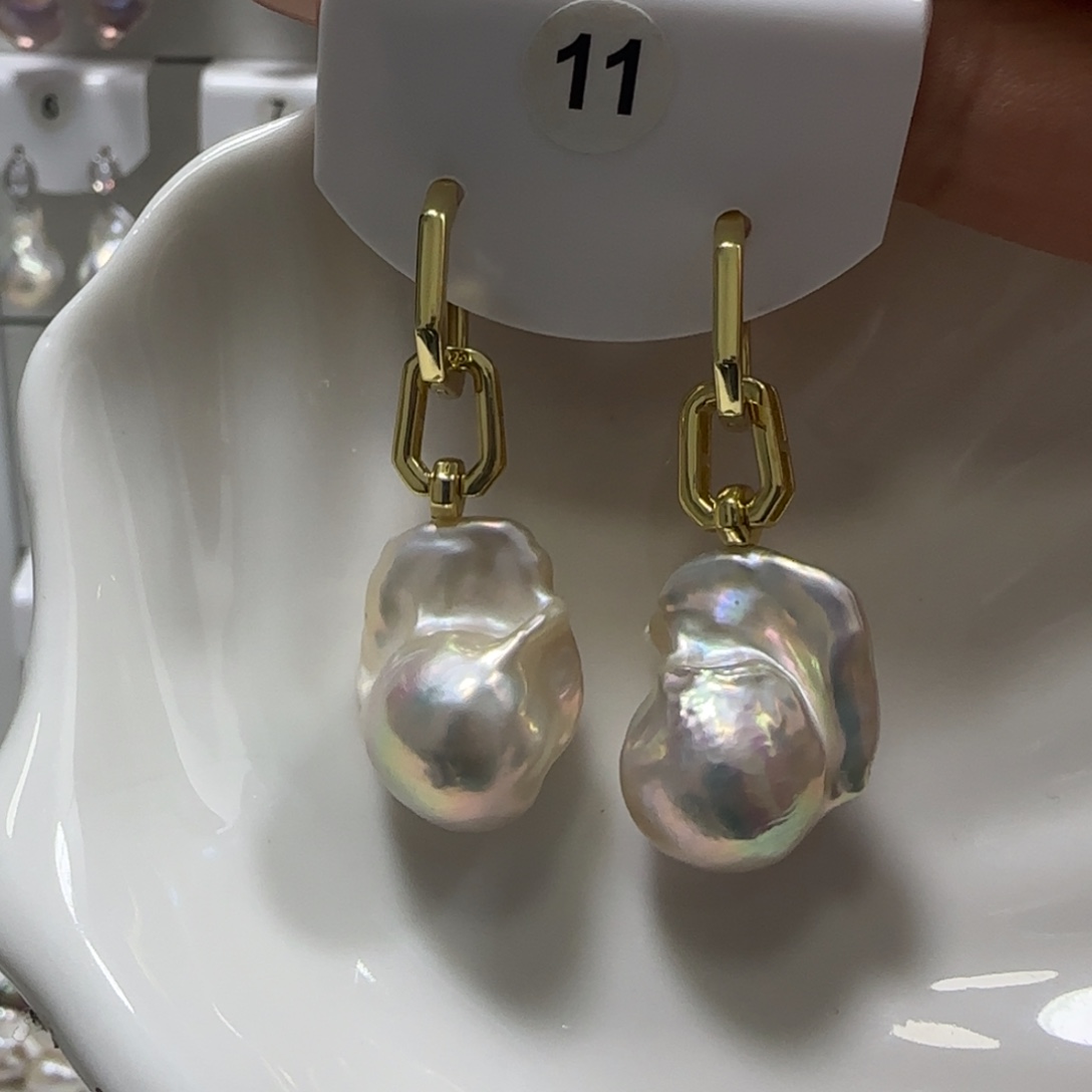 淡水珍珠耳饰银S925镶嵌