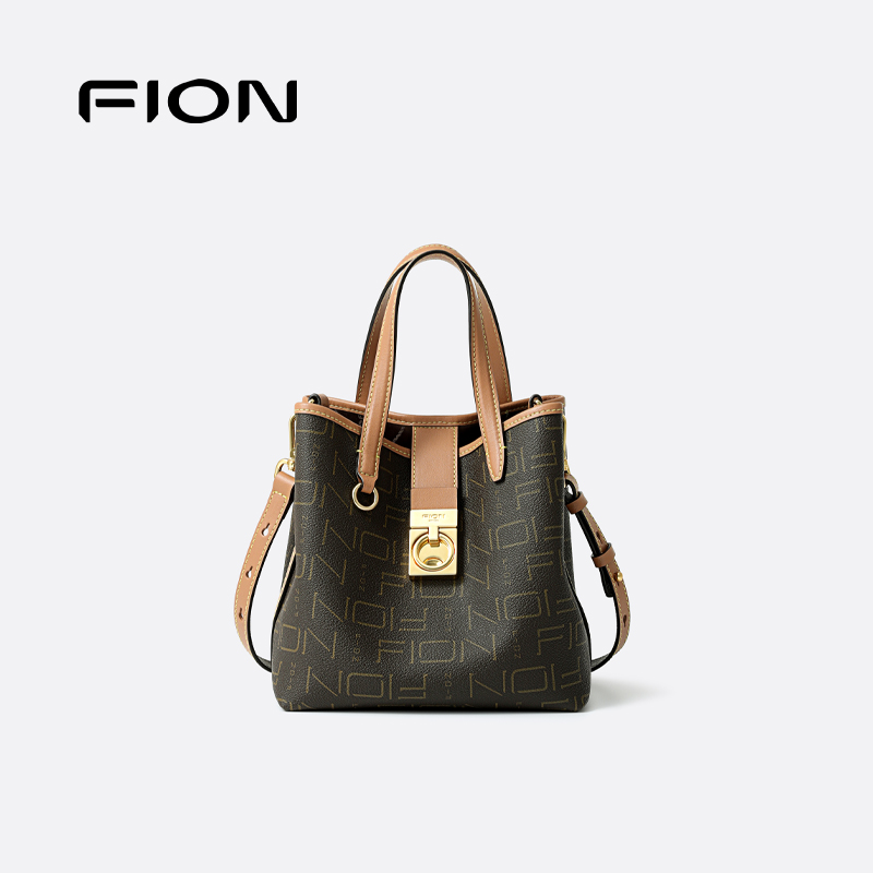 FION/菲安妮奥莱时尚印花女士双层水桶经典单肩斜挎包FAAFVNN004